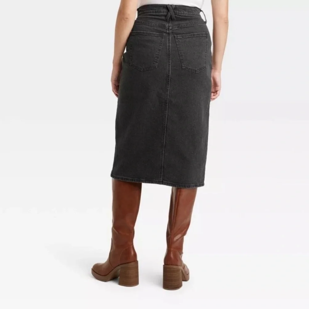 Universal Thread High Rise Front Slit Midi Skirt Black Sz 6